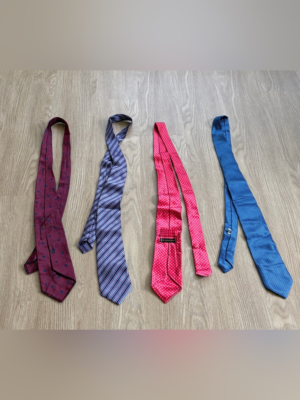 Stefano Ricci Silk Tie Lot / Set in Purple, Red, Blue, and Navy Geometric